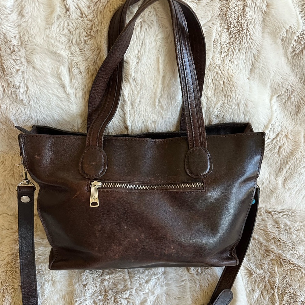 Patricia Nash Brown Leather/Fur with Fringe Women's Bag - Picture 2 of 7